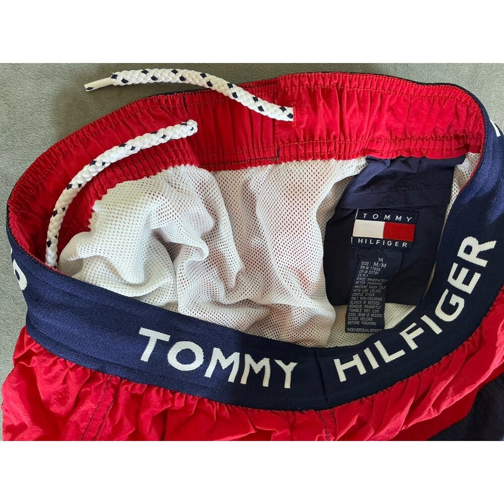 Tommy Hilfiger Colorblock Swim Shorts Men’s Trunks M Medium Navy Red